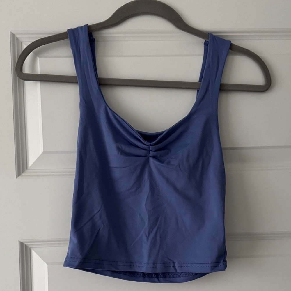 SHEIN Blue Ruched Crop Top